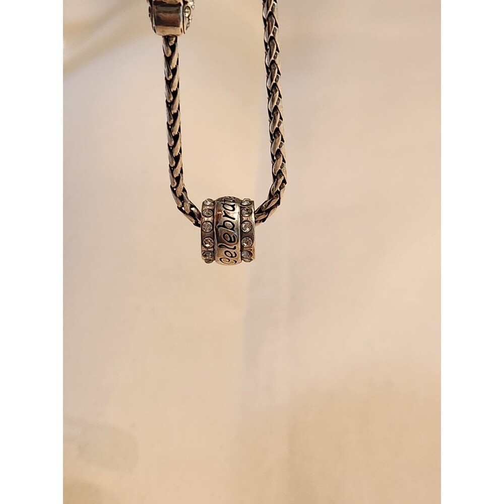 Brighton CELEBRATE Spacer Bead for Charm Bracelet Silver Plated w/ Crystals - Picture 2 of 3